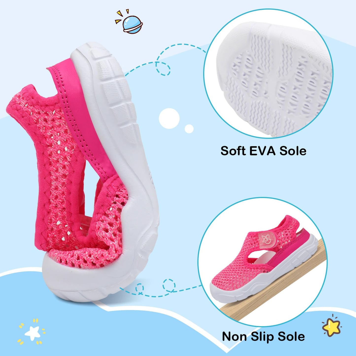 Toddler Sandals Boys Girls Wide Sandals Kids Water Sandal Shoes Lightweight Barefoot Summer Shoes for Beach Swim