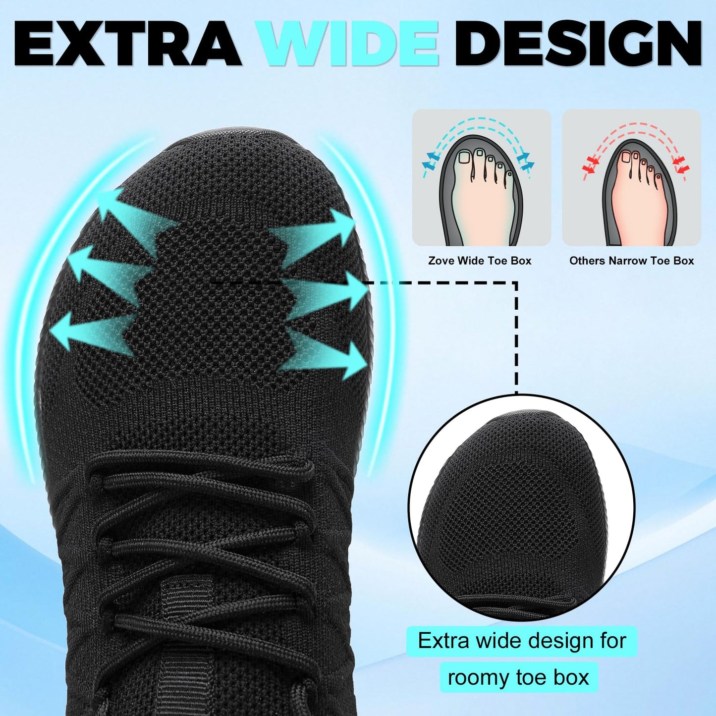 Wide Toe Box Shoes for Men Extra Wide Width Sneakers Non-Slip Ultra Light Wide Tennis Running Shoes