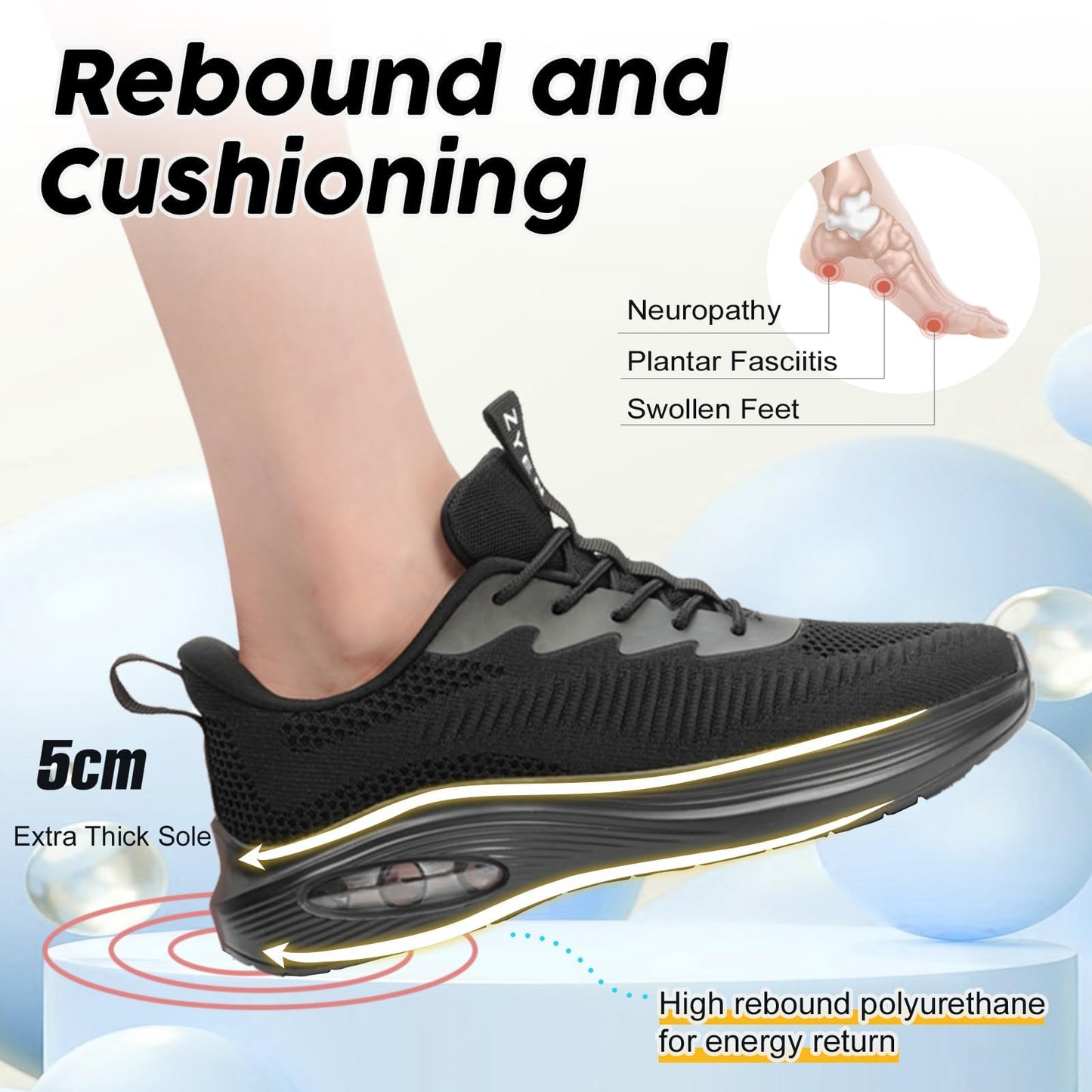 Wide Toe Box Shoes Women Air Cushion Road Running Shoes Extra Wide Width Sneakers