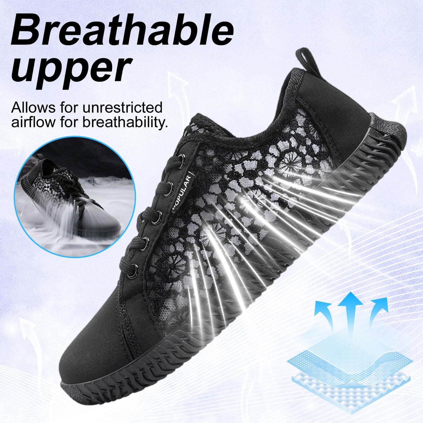 Wide Toe Box Shoes Zero Drop Non Slip Extra Wide Width Fashion Sneakers Ultra Light Breathable Walking Shoes Casual Sneakers for Travel Work Trainers