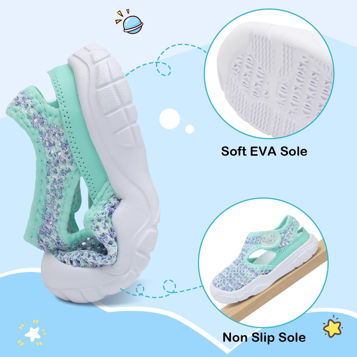 Toddler Sandals Boys Girls Wide Sandals Kids Water Sandal Shoes Lightweight Barefoot Summer Shoes for Beach Swim