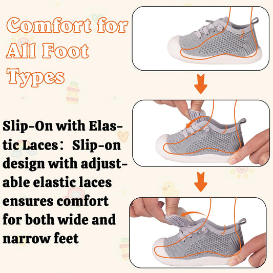 Baby Girl&Boy Toddler First Walking Shoes Barefoot Slip On Wide Toe Box Shoes