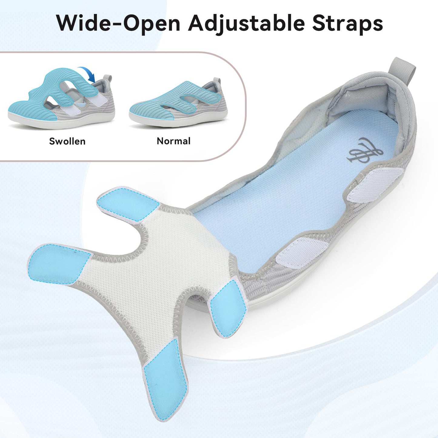 Diabetic Shoes for Women Adjustable Extra Wide Barefoot Walking Shoes