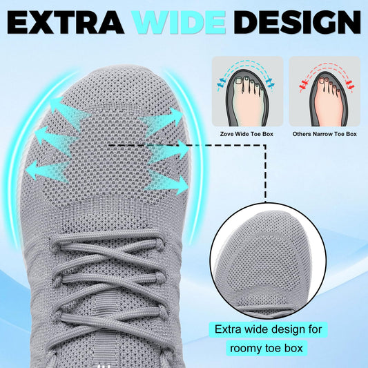 Wide Toe Box Shoes for Men Extra Wide Width Sneakers Non-Slip Ultra Light Wide Tennis Running Shoes