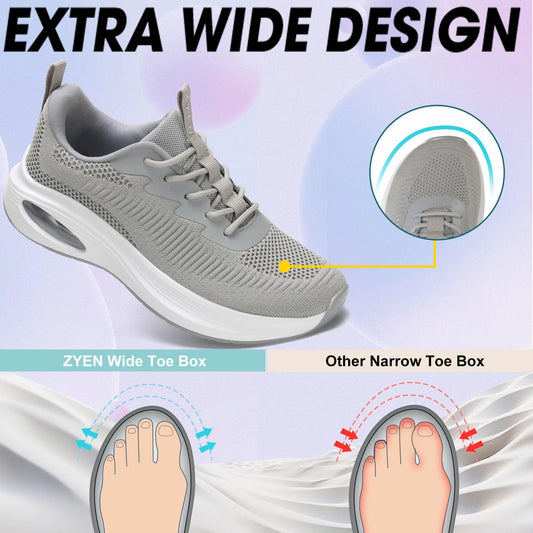 Wide Toe Box Shoes Women Air Cushion Road Running Shoes Extra Wide Width Sneakers