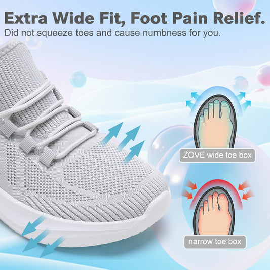 ZOVE Wide Toe Box Shoes Women Extra Wide Width Tennis Sneakers