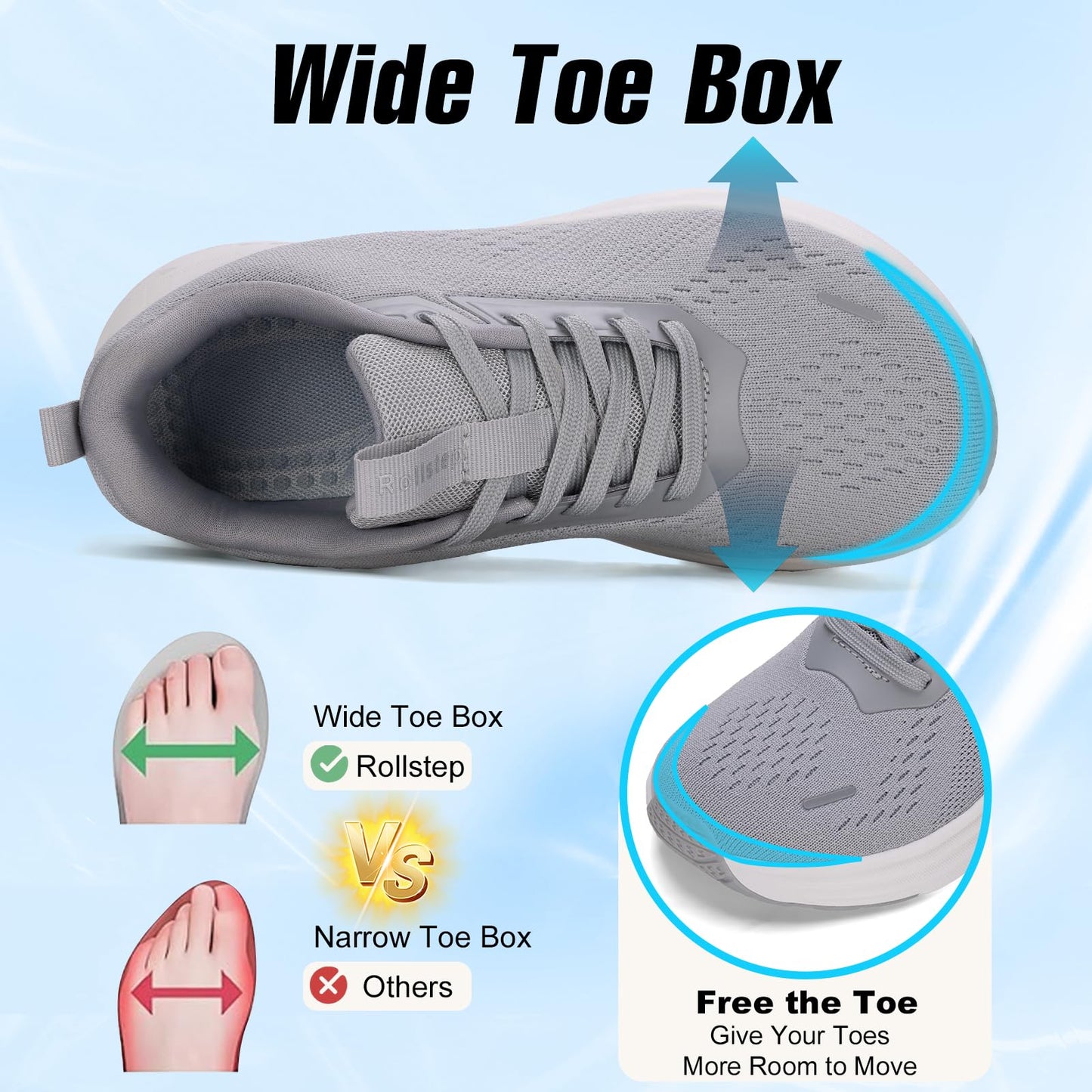 Wide Toe Box Shoes Women Sneakers Extra Wide Width Arch Support