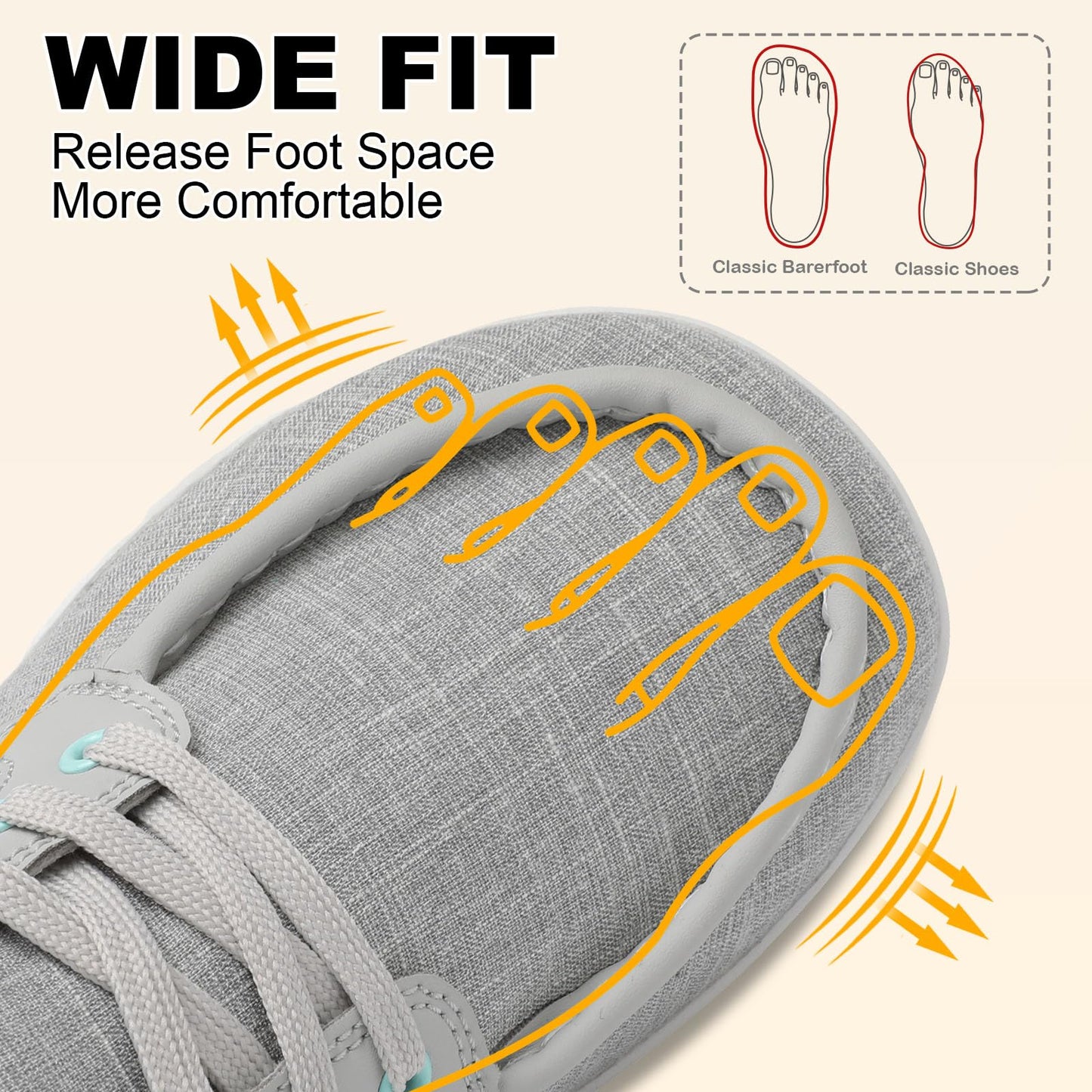 Womens Walking Shoes Barefoot Running Shoes Wide Toe Zero Drop Tennis Sneakers