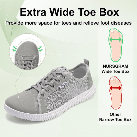 Wide Toe Box Shoes Zero Drop Non Slip Extra Wide Width Fashion Sneakers Ultra Light Breathable Walking Shoes Casual Sneakers for Travel Work Trainers