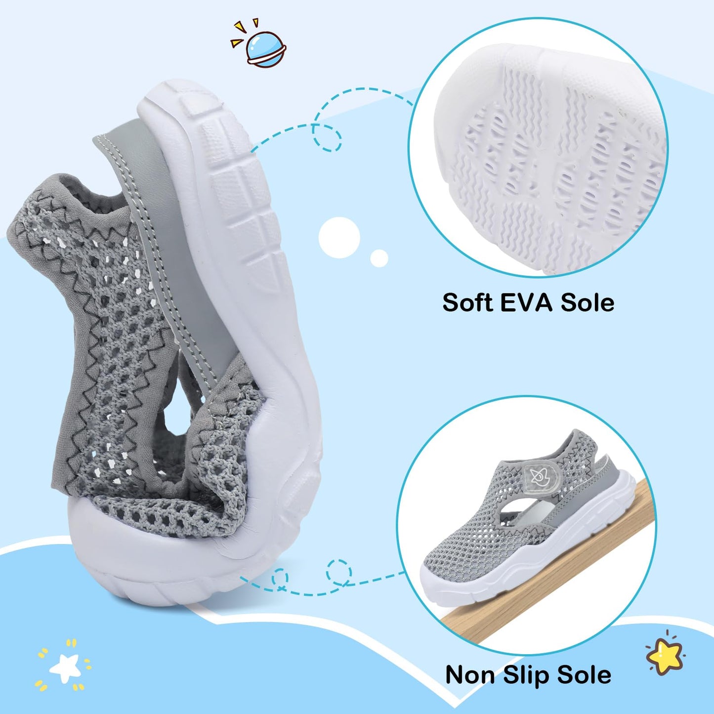 Toddler Sandals Boys Girls Wide Sandals Kids Water Sandal Shoes Lightweight Barefoot Summer Shoes for Beach Swim