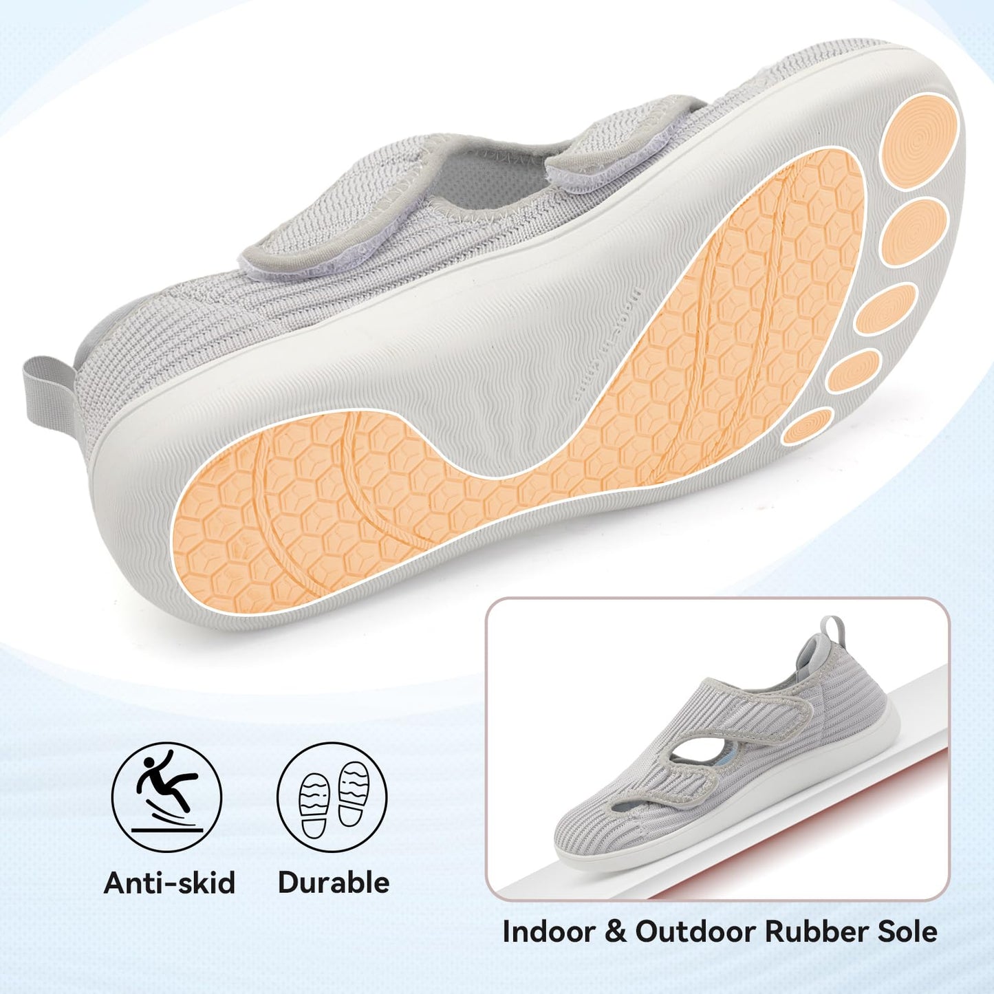 Diabetic Shoes for Women Adjustable Extra Wide Barefoot Walking Shoes