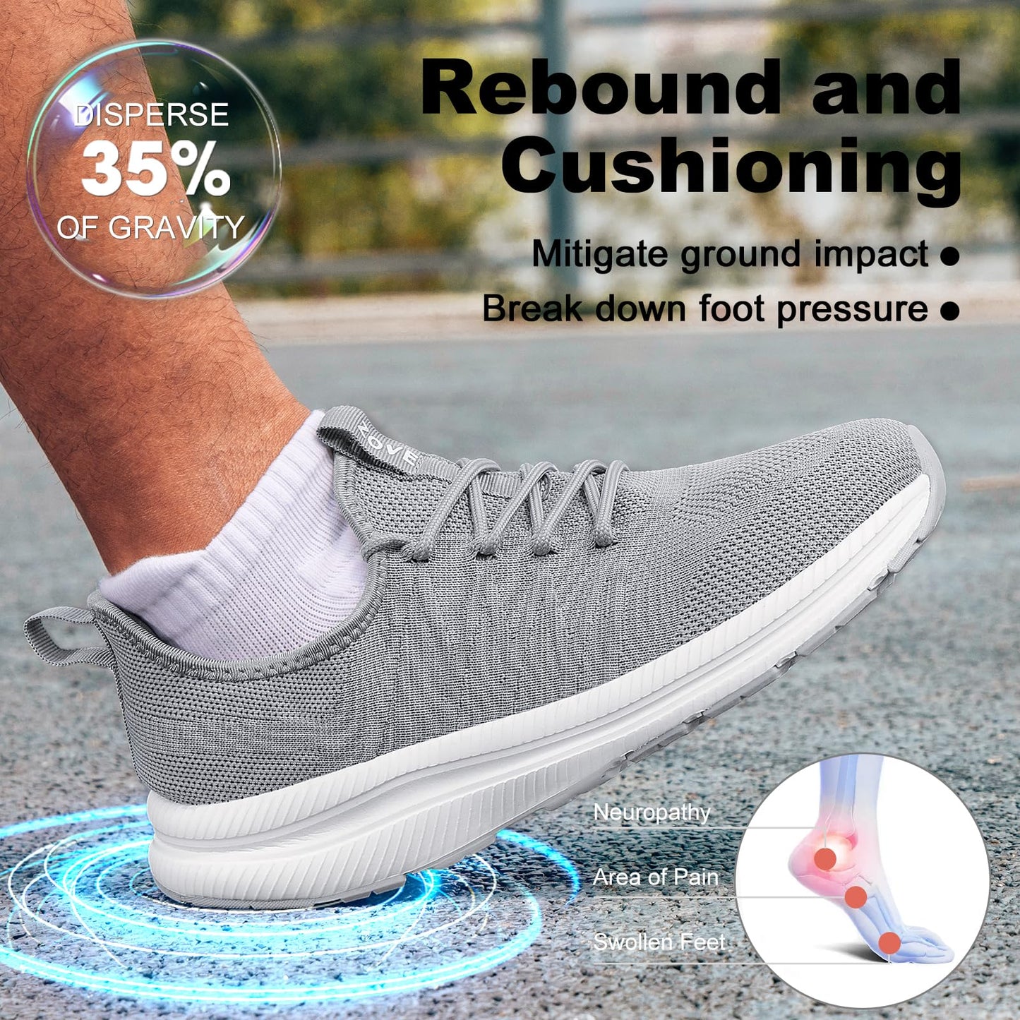 Wide Toe Box Shoes for Men Extra Wide Width Sneakers Non-Slip Ultra Light Wide Tennis Running Shoes