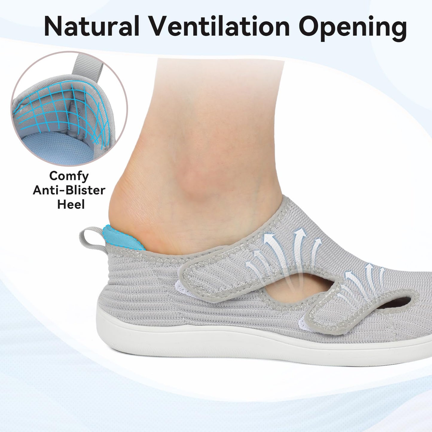 Diabetic Shoes for Women Adjustable Extra Wide Barefoot Walking Shoes