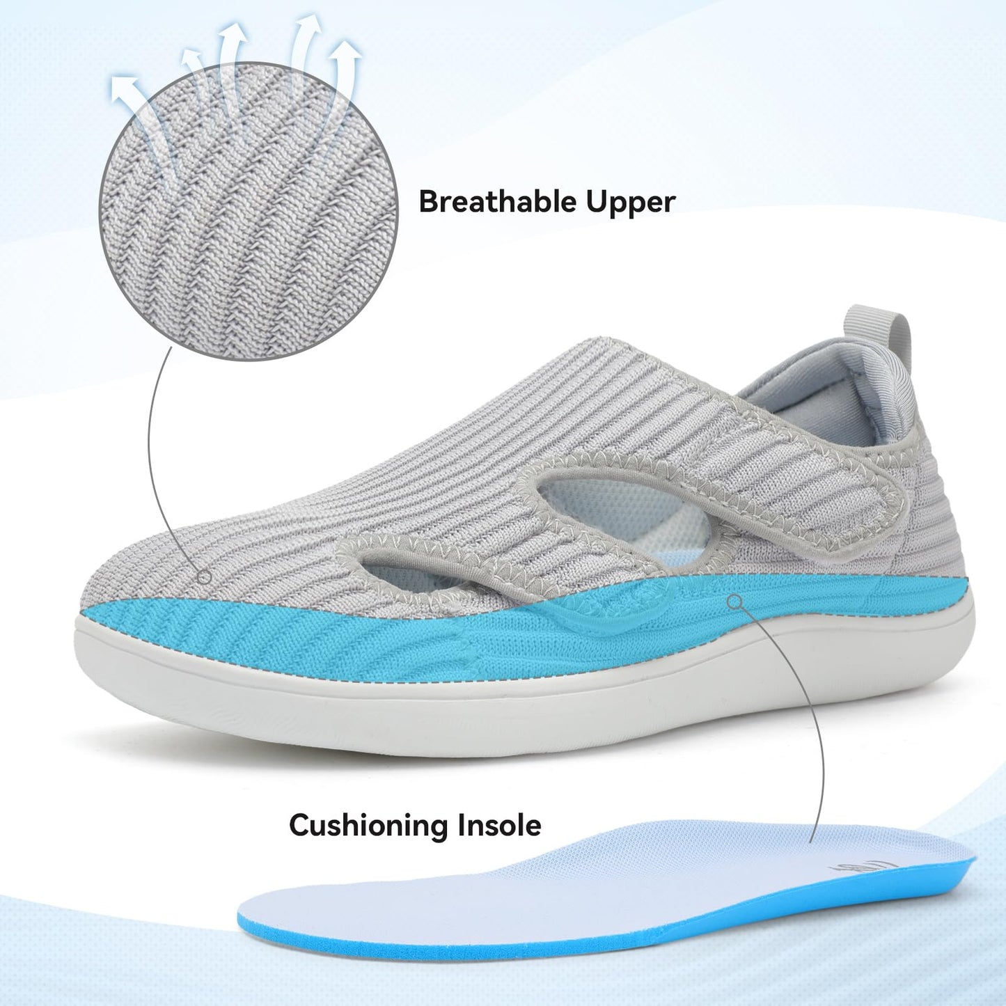Diabetic Shoes for Women Adjustable Extra Wide Barefoot Walking Shoes