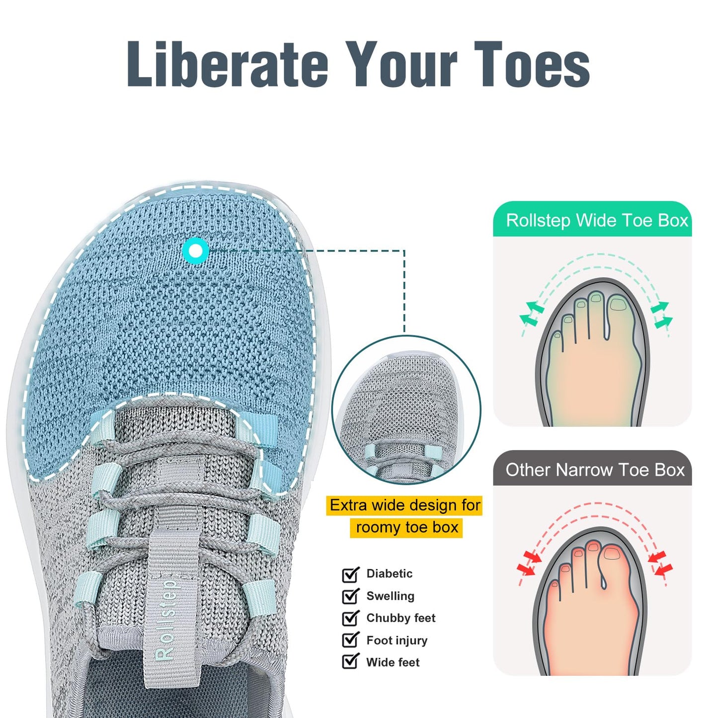 Wide Toe Box Shoes Women Extra Wide Width Sneakers