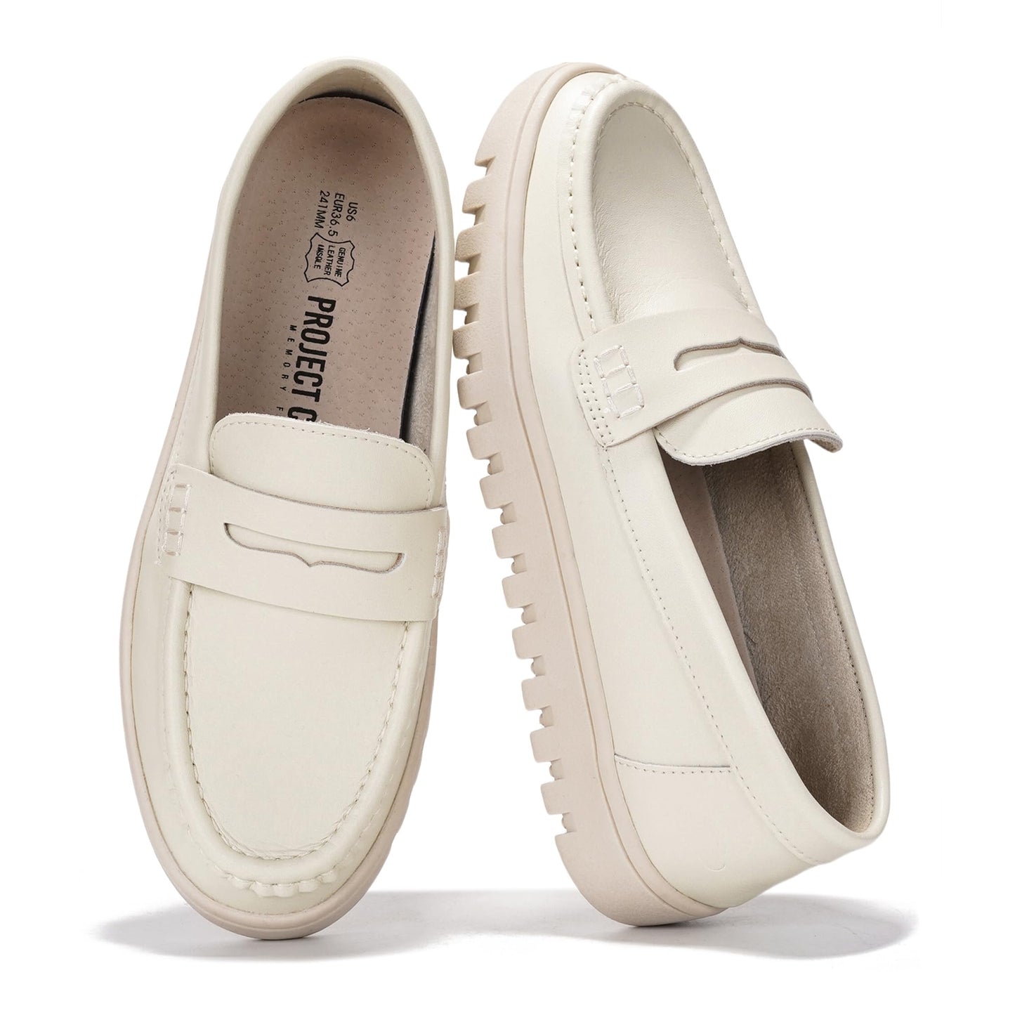 Leather Loafers for Women – Memory Foam Insoles Slip On Shoes for Women