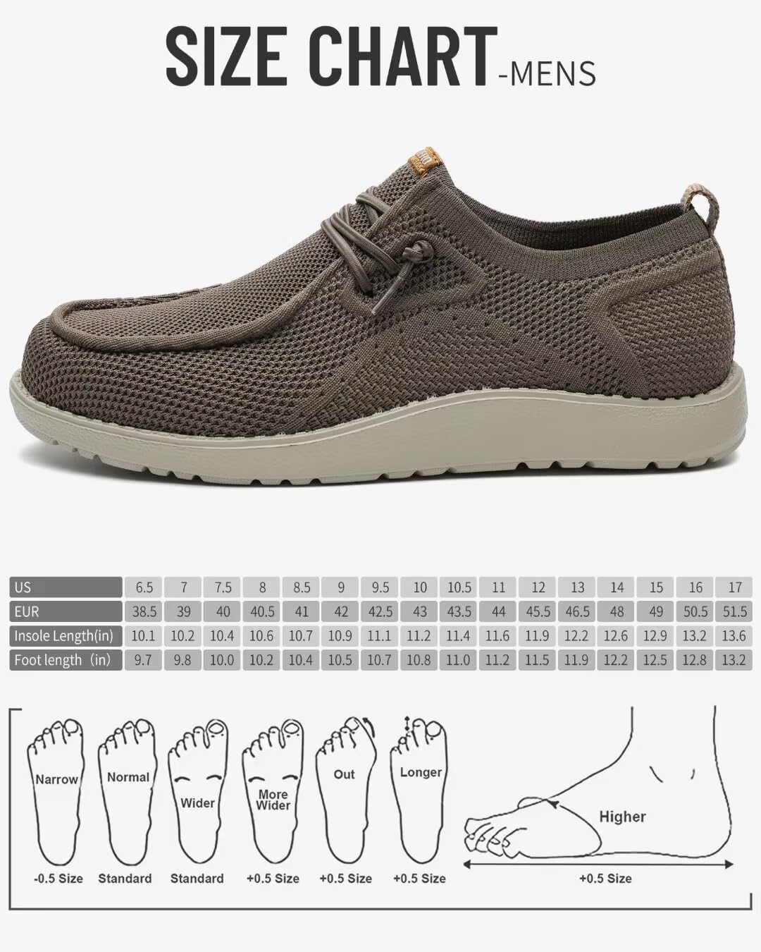Men Wide Width Slip On Shoes Loafer with Arch Support Insoles Men Casual Shoes