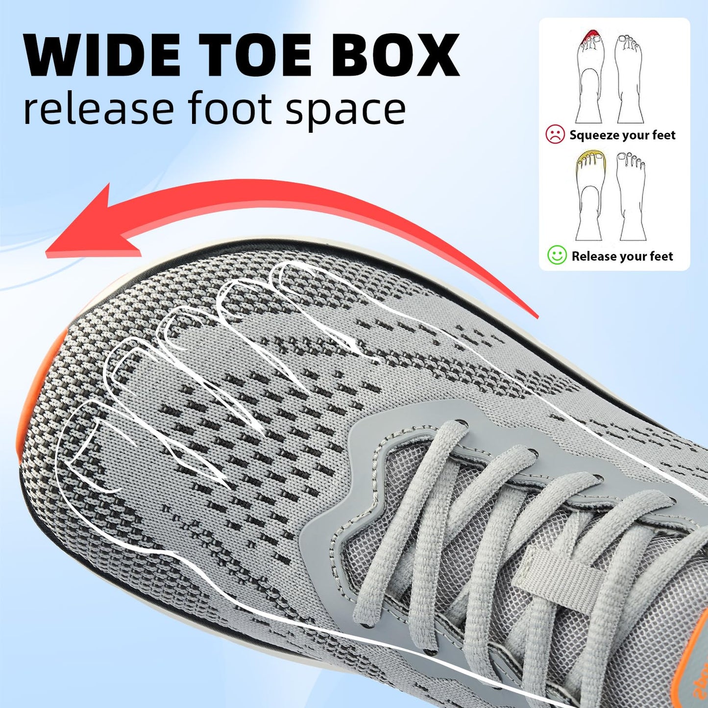 Wide Toe Box Shoes for Men Cushioned Road Running Shoe Non Slip Mens