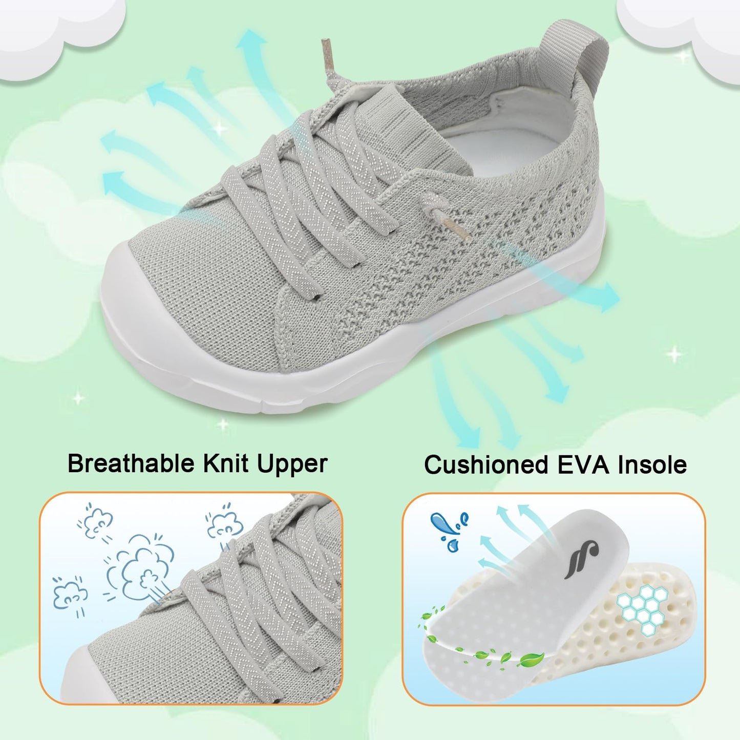 Toddler Shoes for Boys Girls Slip on Sneakers Wide Toe Walking Shoes