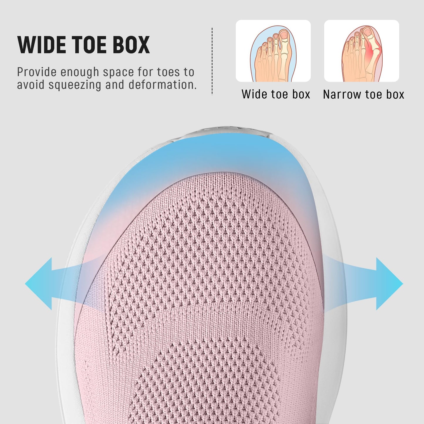 Wide Toe Box Walking Shoes Slip On Breathable Sneakers for Women