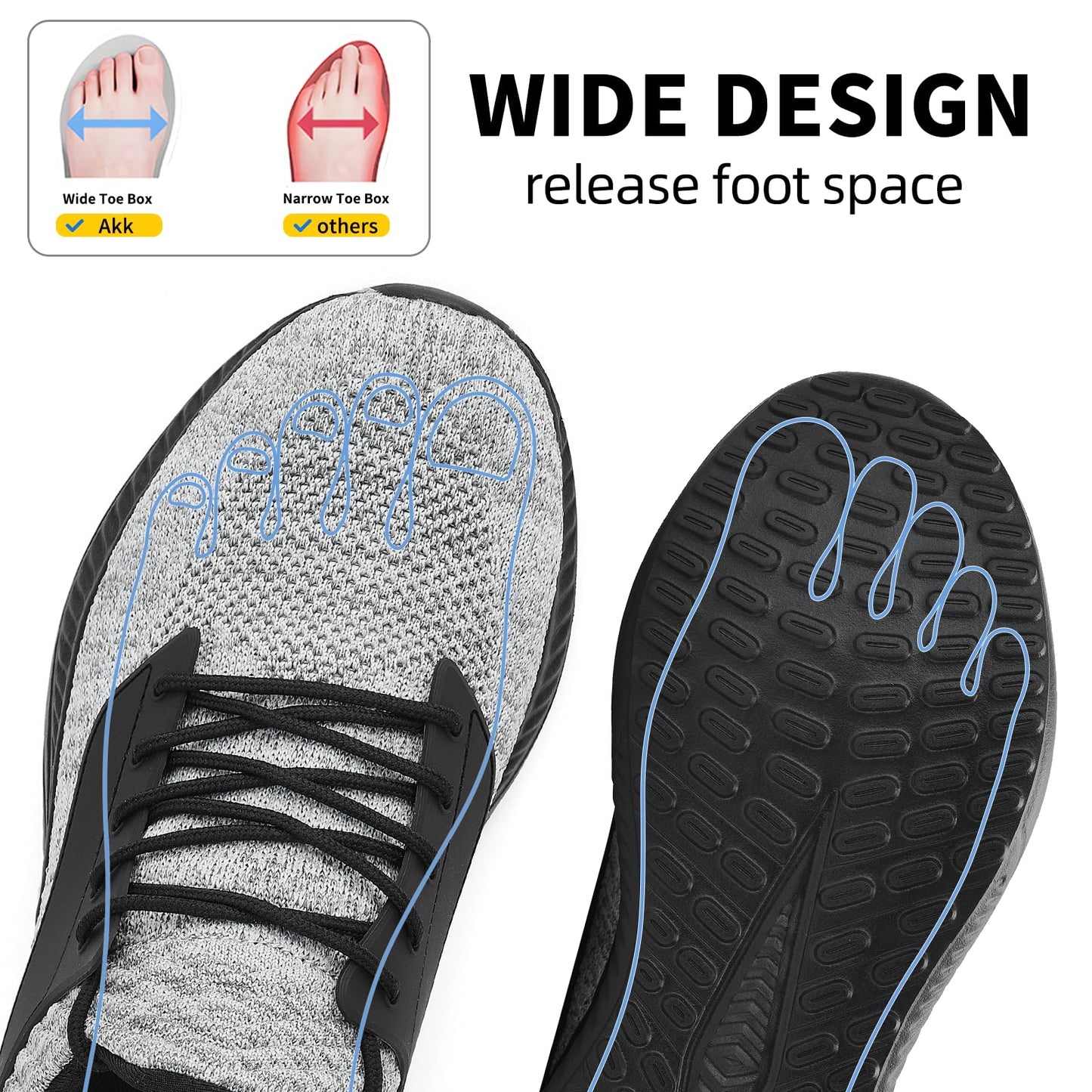 Mens Wide Sneakers Walking Shoes - Wide Slip on Tennis Shoes