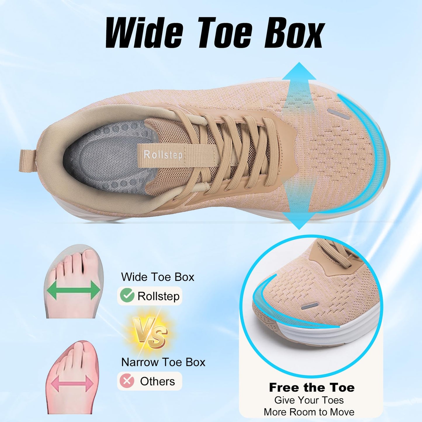 Wide Toe Box Shoes Women Sneakers Extra Wide Width Arch Support