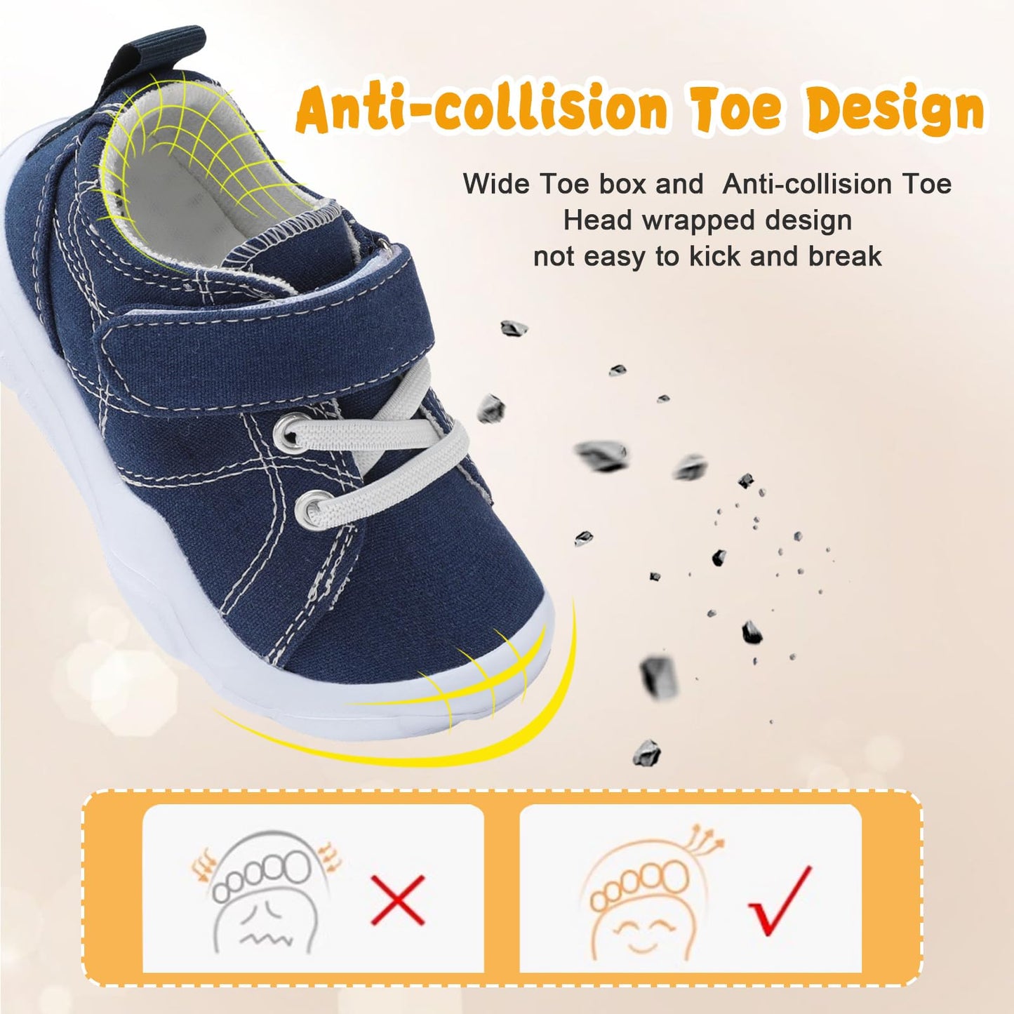 Kids Canvas Shoes Running Shoes for Girls Boys Wide Toe Box Barefoot Toddler Sneakers