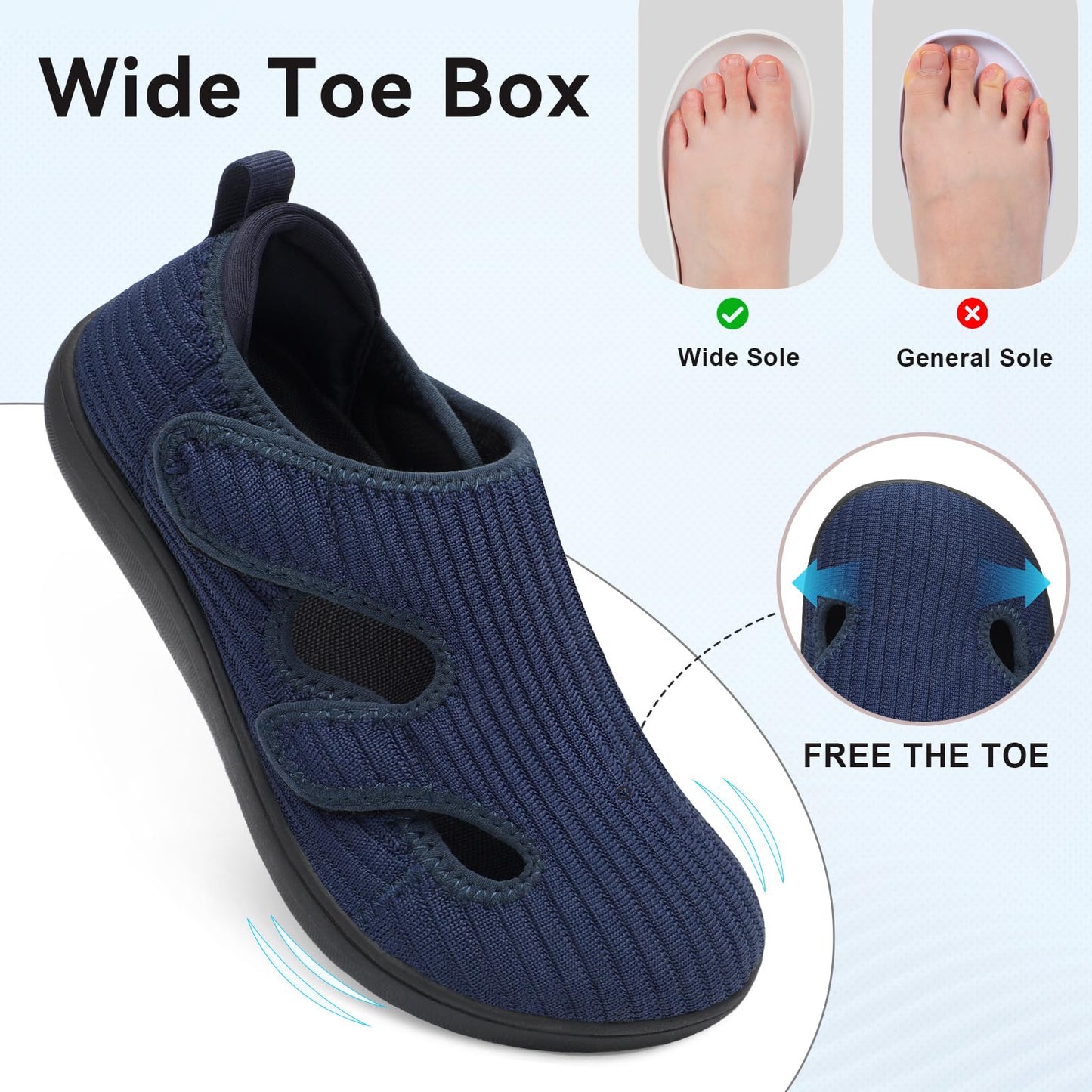 Diabetic Shoes for Women Adjustable Extra Wide Barefoot Walking Shoes