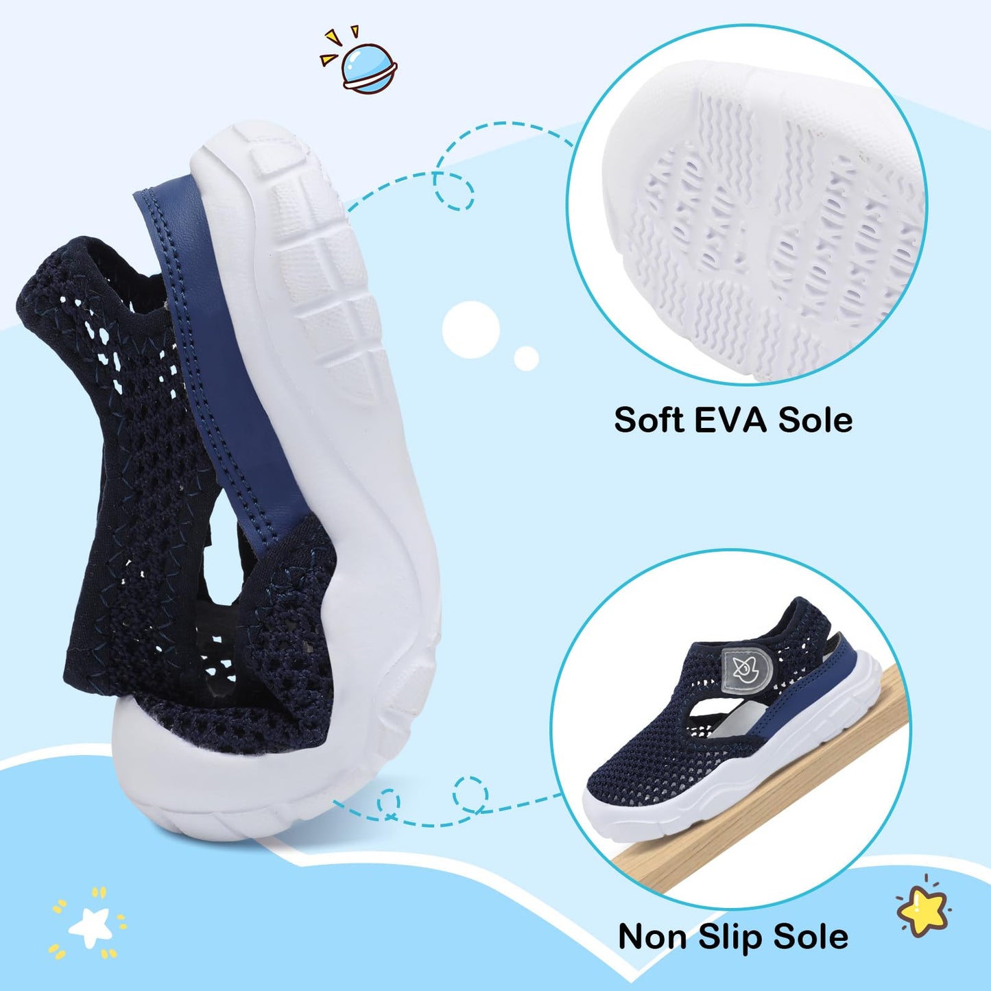 Toddler Sandals Boys Girls Wide Sandals Kids Water Sandal Shoes Lightweight Barefoot Summer Shoes for Beach Swim