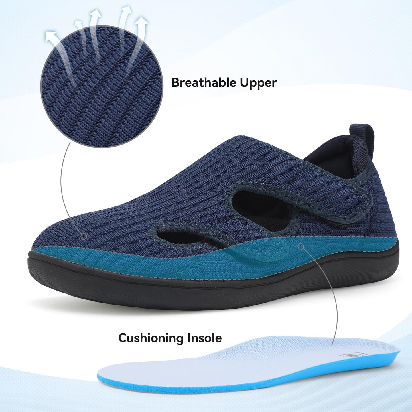 Diabetic Shoes for Women Adjustable Extra Wide Barefoot Walking Shoes