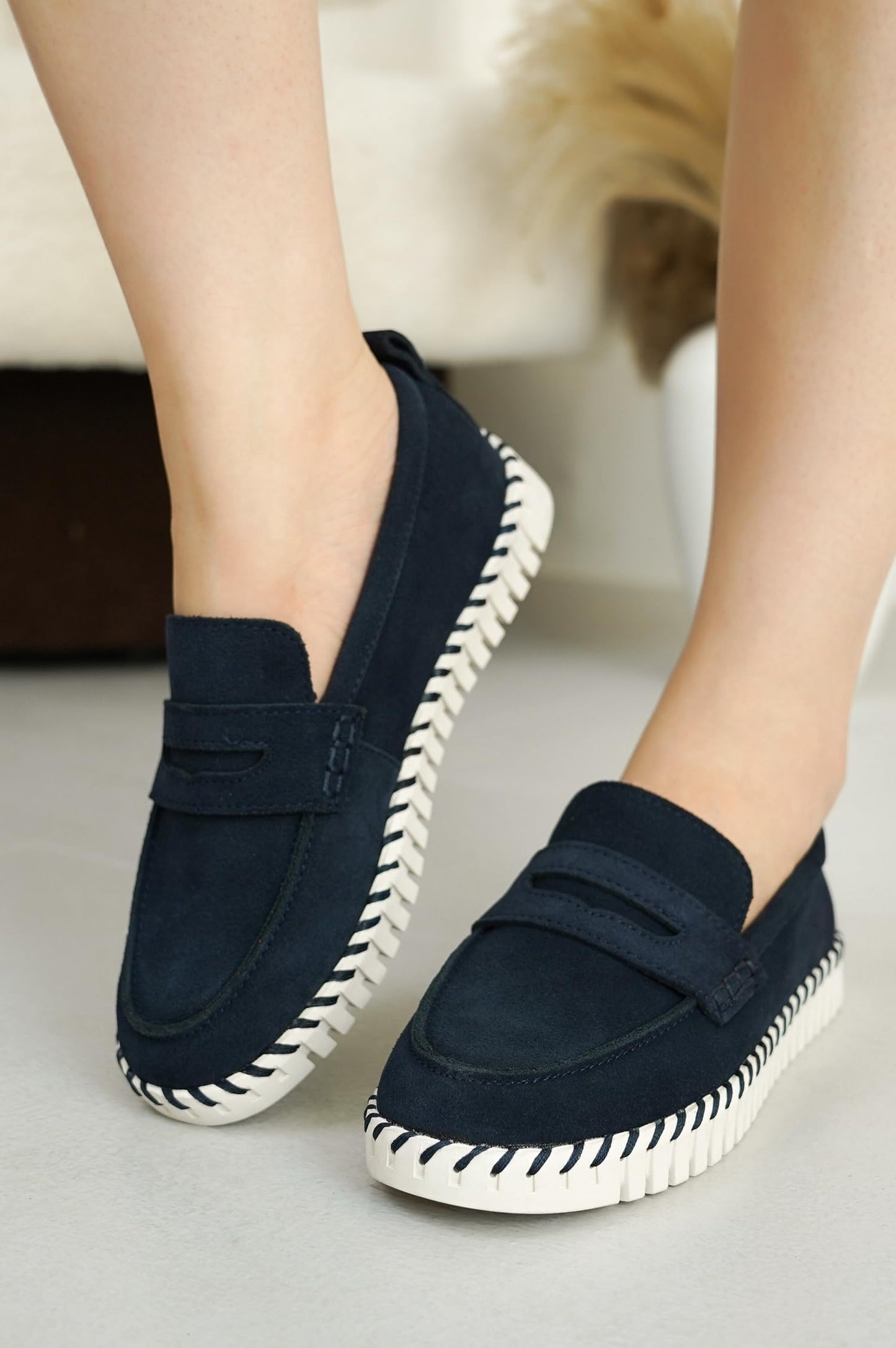 Leather Loafers for Women – Memory Foam Insoles Slip On Shoes for Women