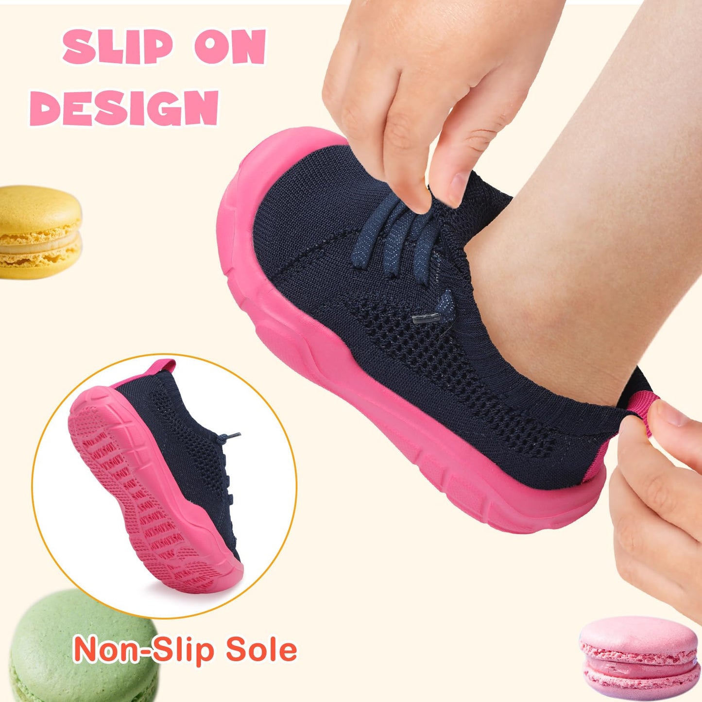 Toddler Shoes Girls Boys Wide Barefoot Shoes Kids Breathable Sneakers Slip on Tennis Shoe Lightweight Sneakers