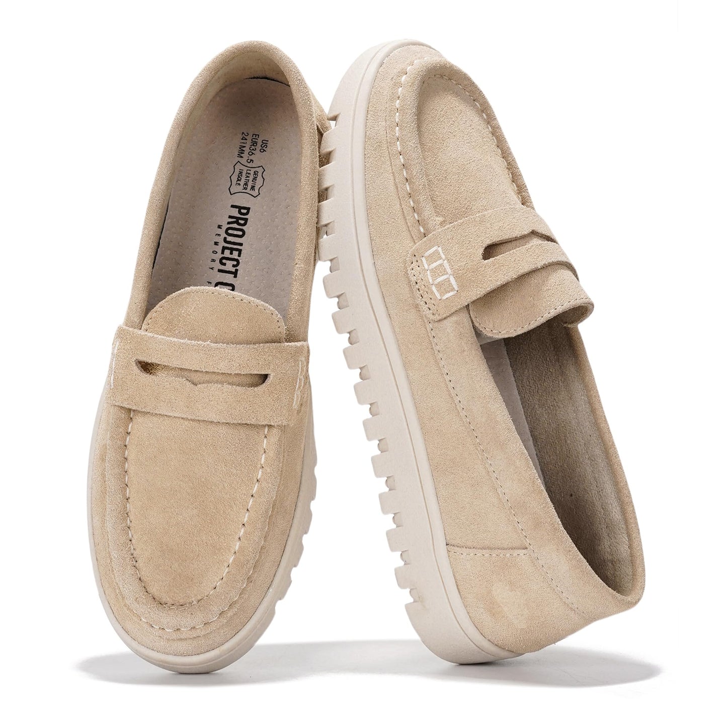 Leather Loafers for Women – Memory Foam Insoles Slip On Shoes for Women