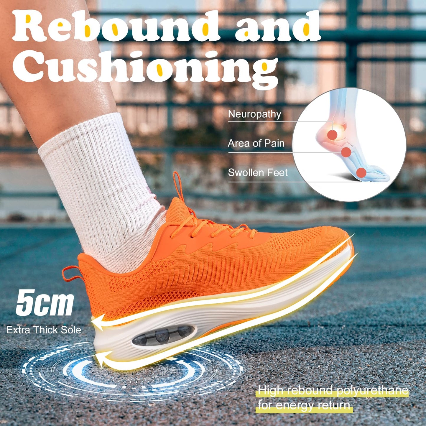 Wide Toe Box Shoes Women Air Cushion Road Running Shoes Extra Wide Width Sneakers