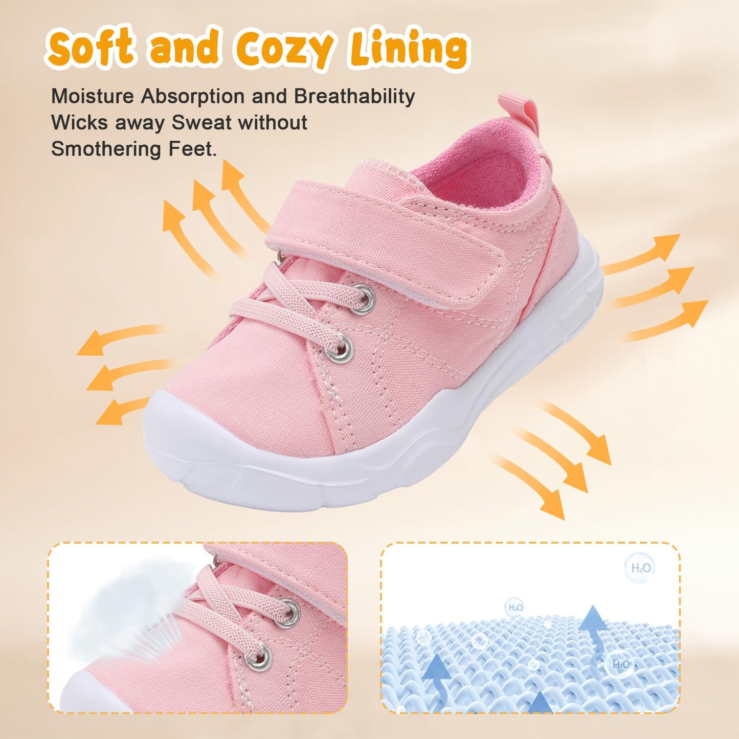 Kids Canvas Shoes Running Shoes for Girls Boys Wide Toe Box Barefoot Toddler Sneakers