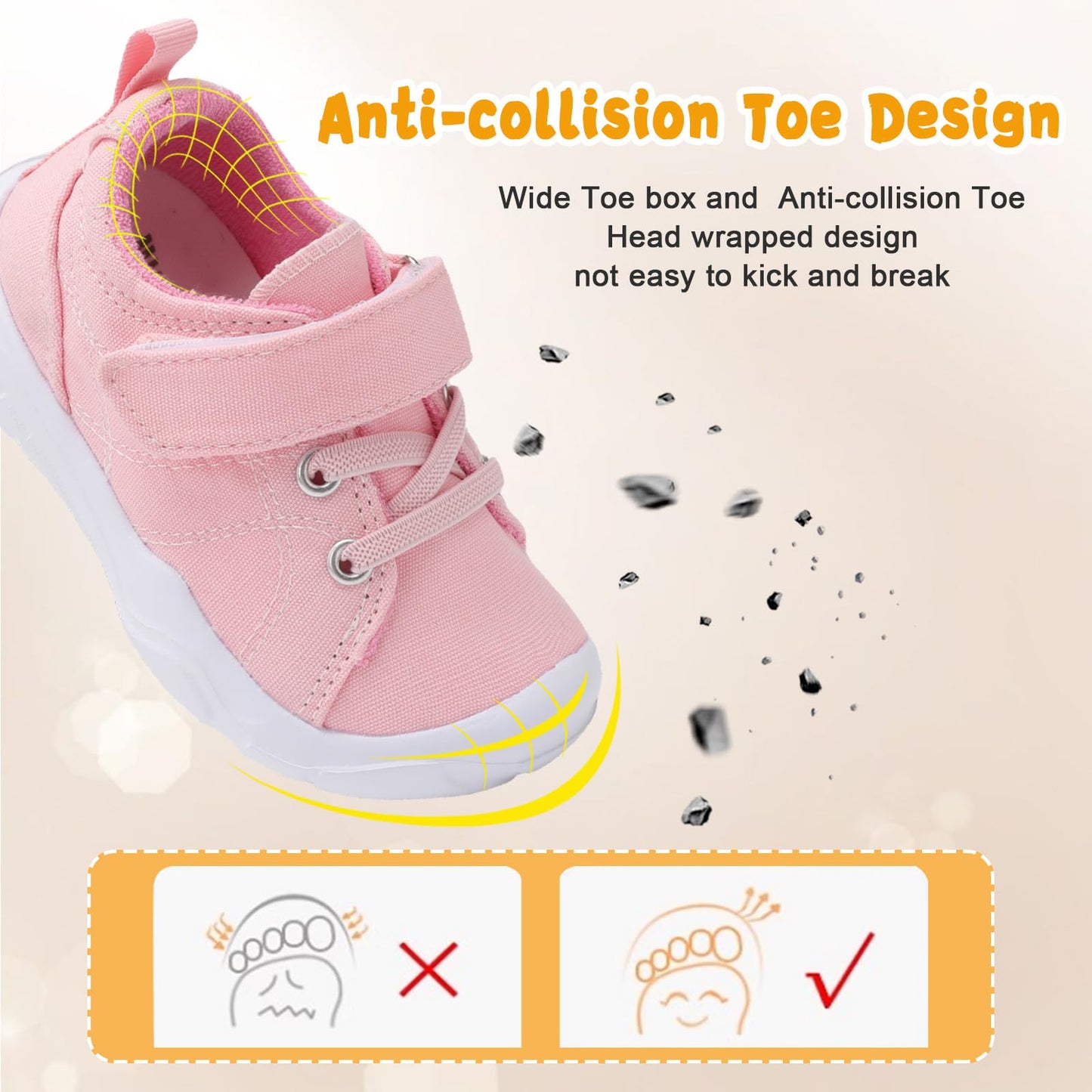 Kids Canvas Shoes Running Shoes for Girls Boys Wide Toe Box Barefoot Toddler Sneakers