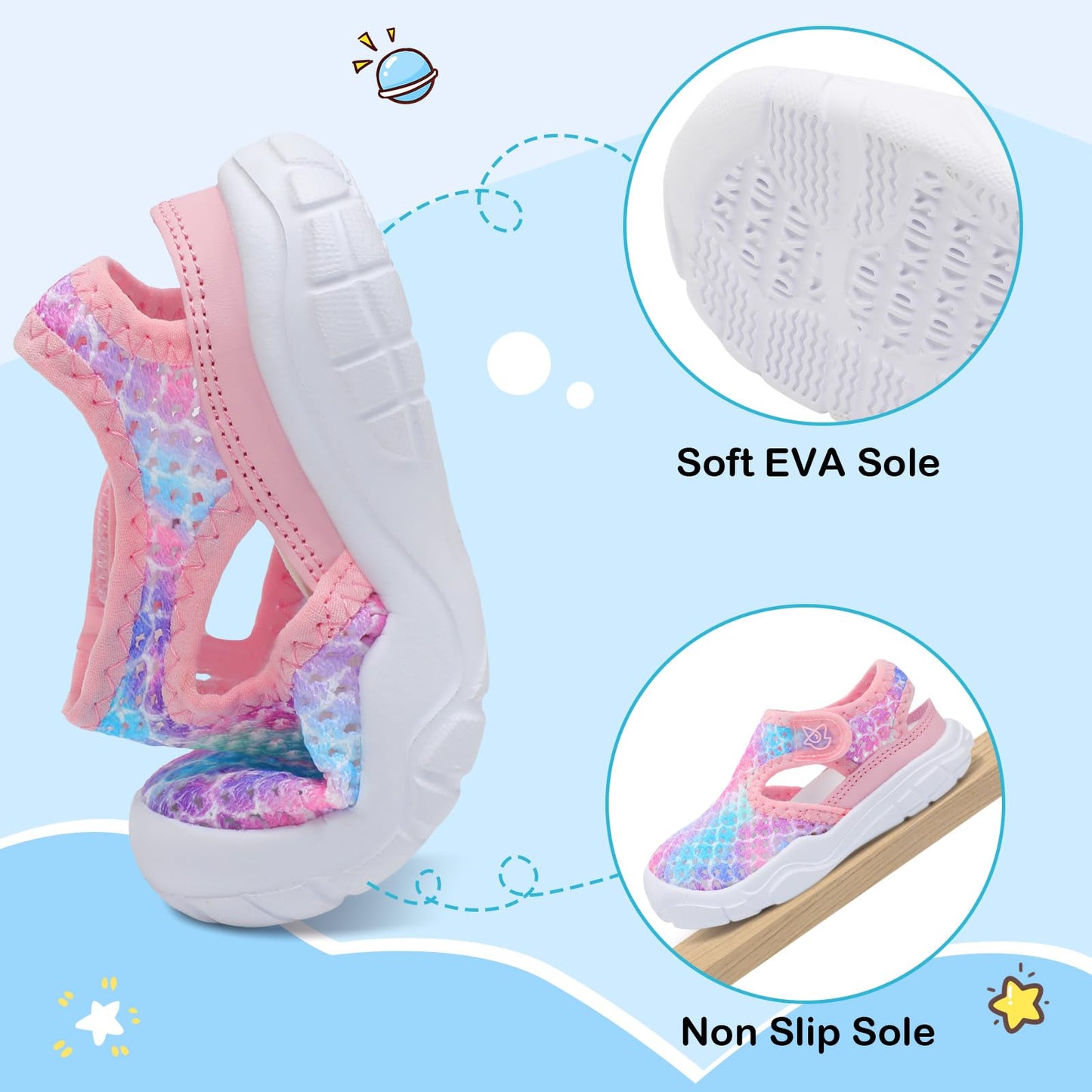 Toddler Sandals Boys Girls Wide Sandals Kids Water Sandal Shoes Lightweight Barefoot Summer Shoes for Beach Swim