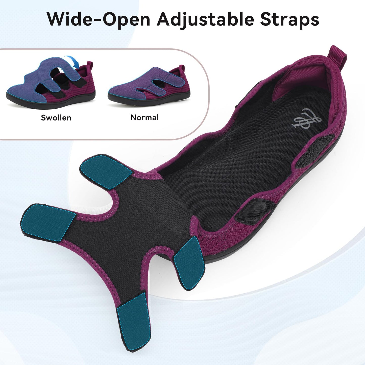 Diabetic Shoes for Women Adjustable Extra Wide Barefoot Walking Shoes