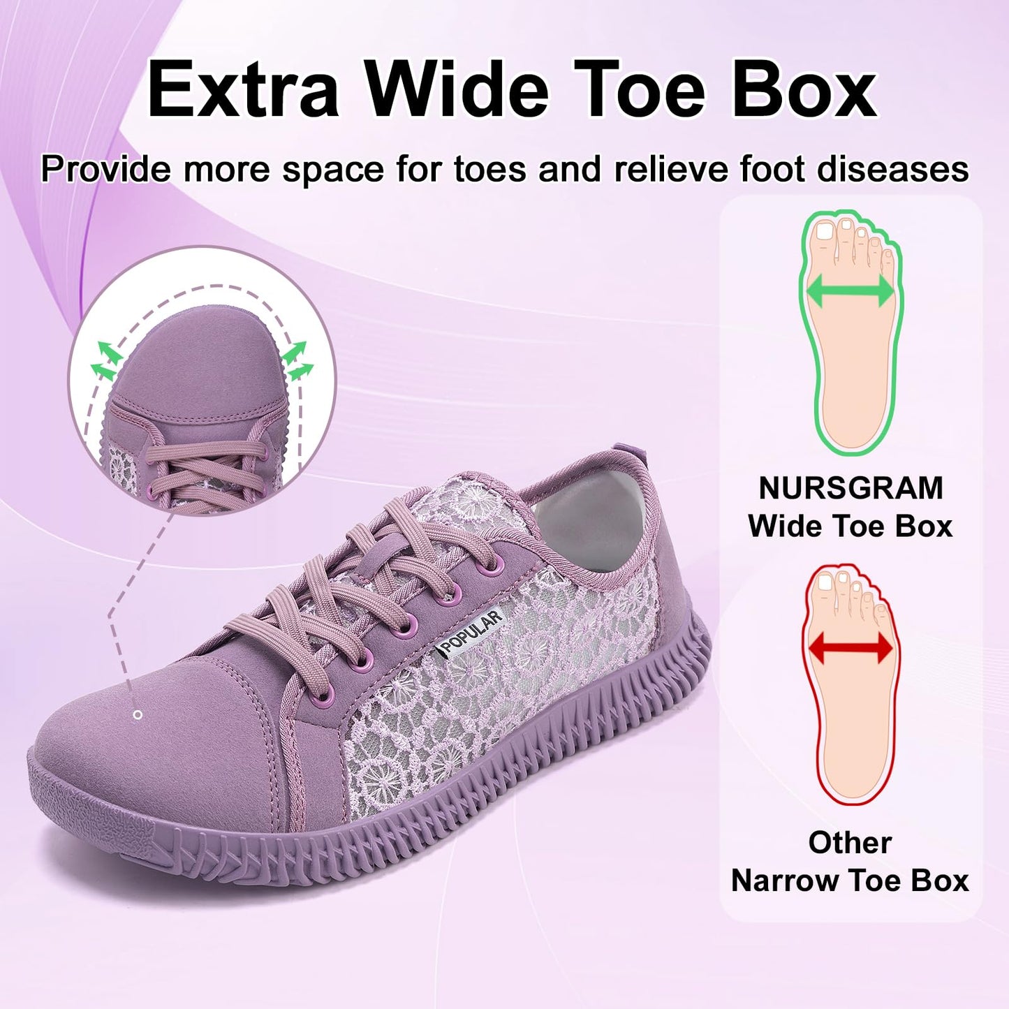 Wide Toe Box Shoes Zero Drop Non Slip Extra Wide Width Fashion Sneakers Ultra Light Breathable Walking Shoes Casual Sneakers for Travel Work Trainers