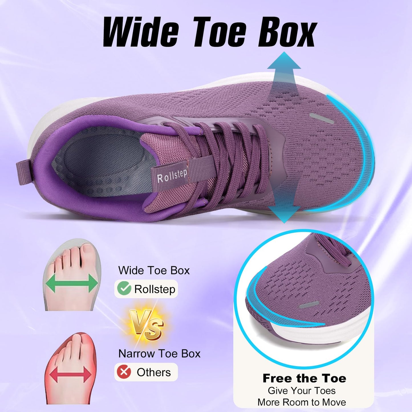 Wide Toe Box Shoes Women Sneakers Extra Wide Width Arch Support