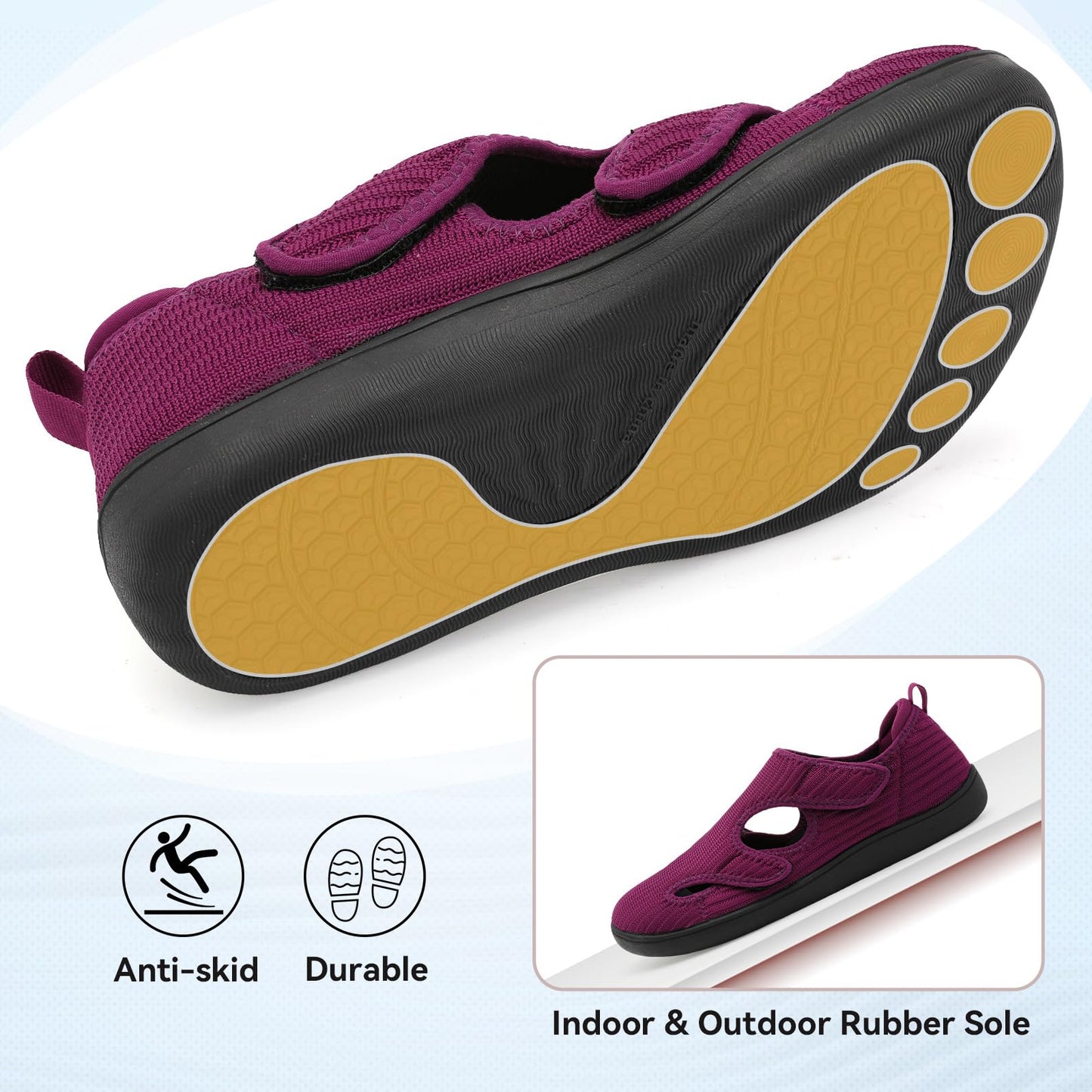 Diabetic Shoes for Women Adjustable Extra Wide Barefoot Walking Shoes