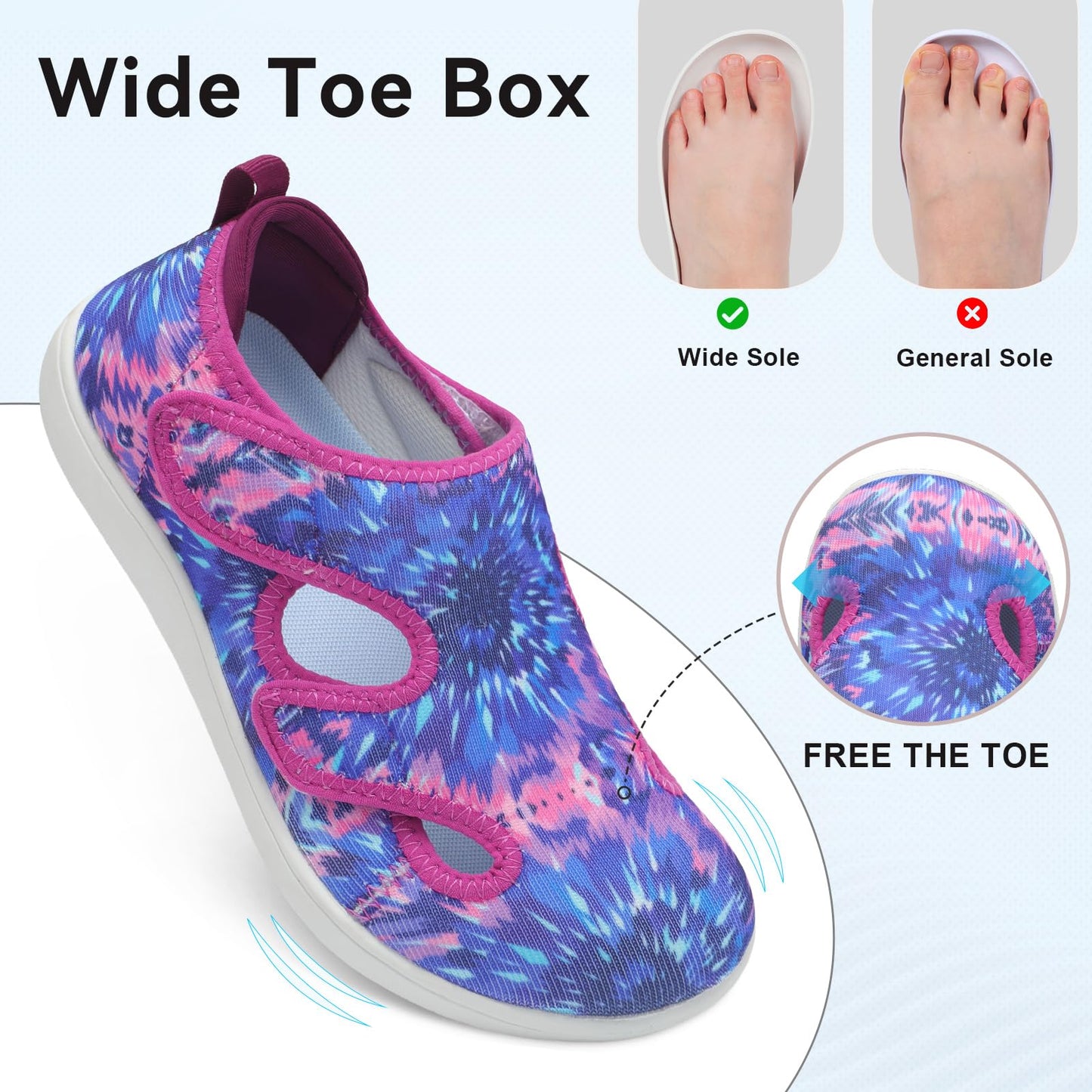Diabetic Shoes for Women Adjustable Extra Wide Barefoot Walking Shoes
