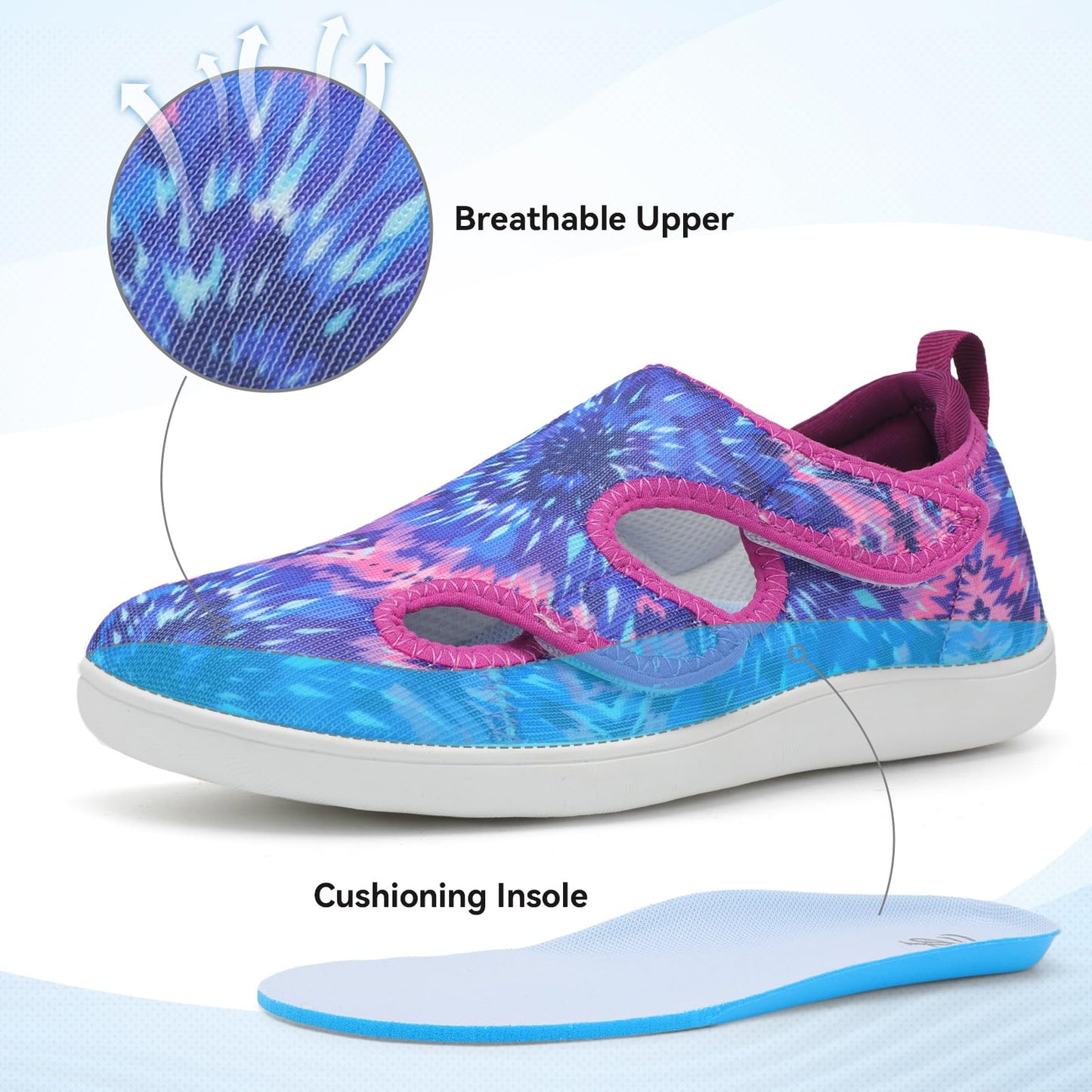 Diabetic Shoes for Women Adjustable Extra Wide Barefoot Walking Shoes