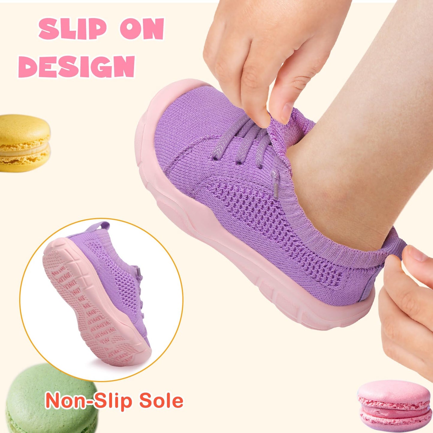 Toddler Shoes Girls Boys Wide Barefoot Shoes Kids Breathable Sneakers Slip on Tennis Shoe Lightweight Sneakers