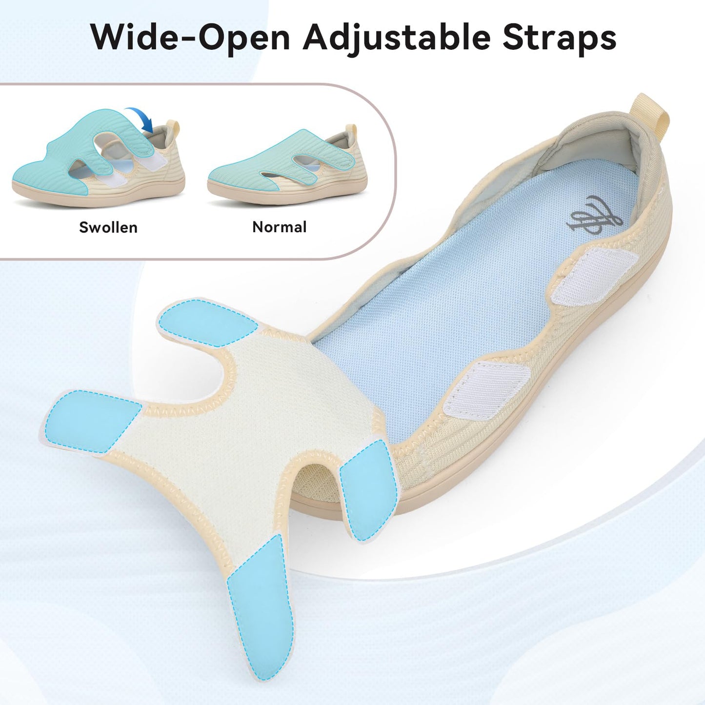 Diabetic Shoes for Women Adjustable Extra Wide Barefoot Walking Shoes