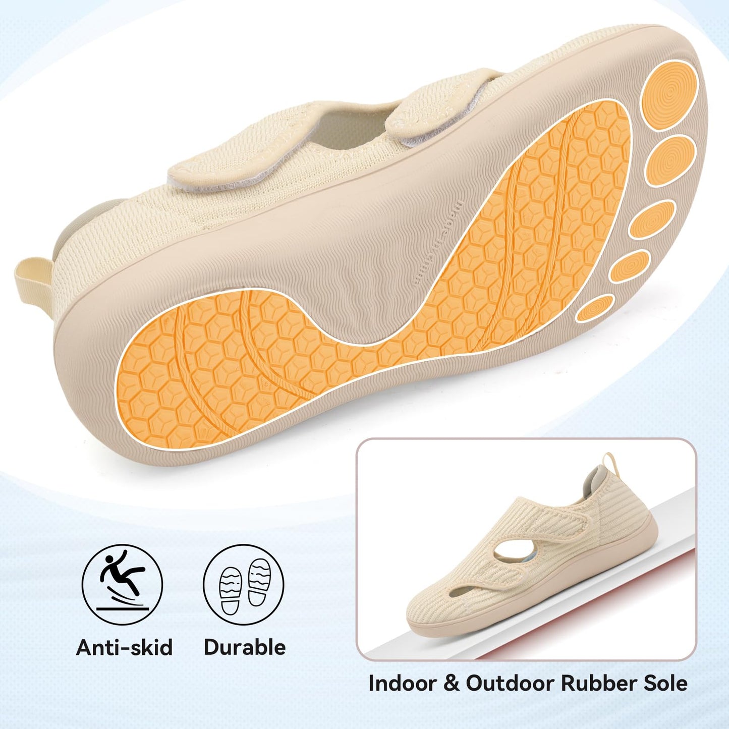 Diabetic Shoes for Women Adjustable Extra Wide Barefoot Walking Shoes