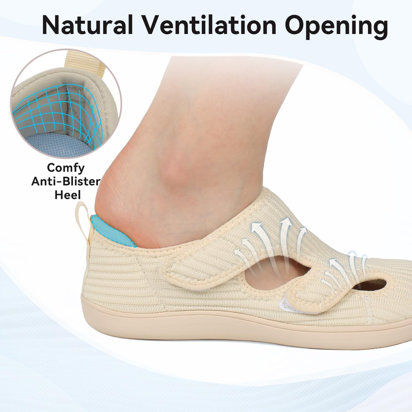 Diabetic Shoes for Women Adjustable Extra Wide Barefoot Walking Shoes