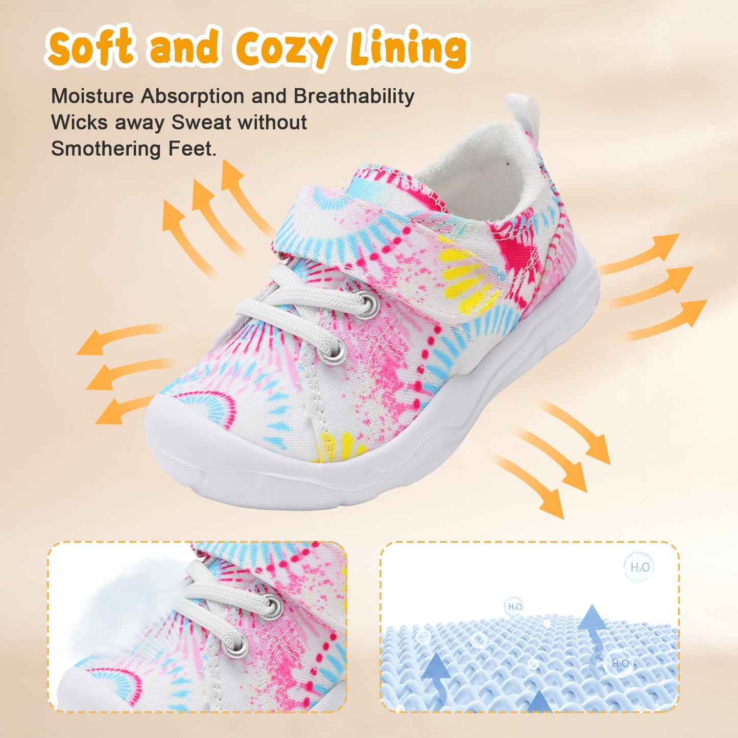 Kids Canvas Shoes Running Shoes for Girls Boys Wide Toe Box Barefoot Toddler Sneakers