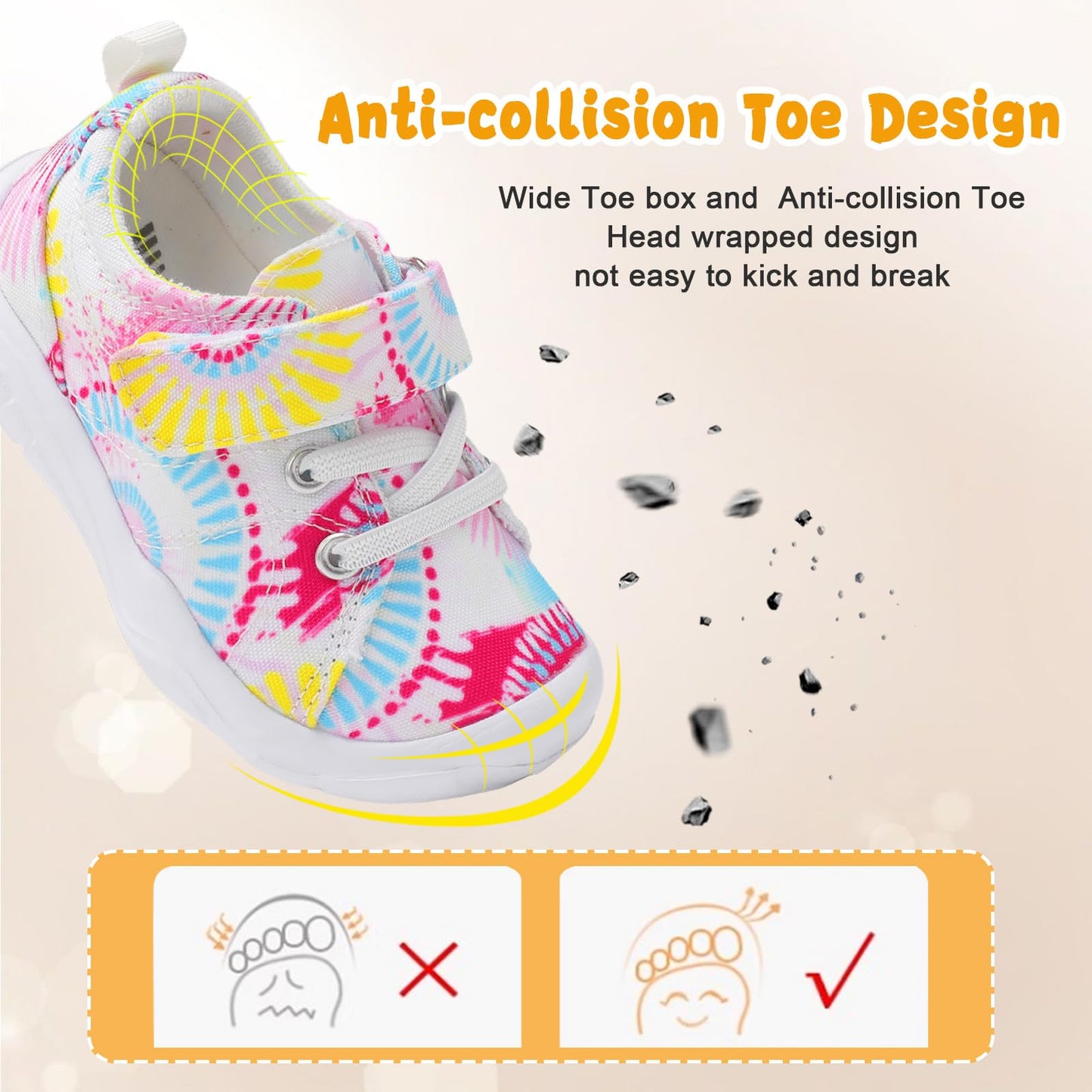 Kids Canvas Shoes Running Shoes for Girls Boys Wide Toe Box Barefoot Toddler Sneakers