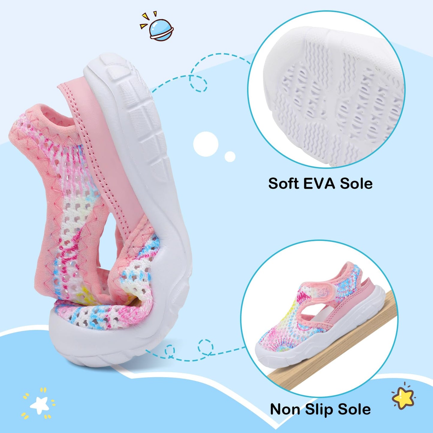 Toddler Sandals Boys Girls Wide Sandals Kids Water Sandal Shoes Lightweight Barefoot Summer Shoes for Beach Swim